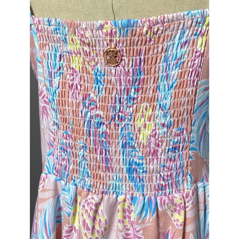 Simply Southern Tank Dress Maxi Soft Floral Pineapple Beachy Resort Wear Size L - Picture 7 of 10